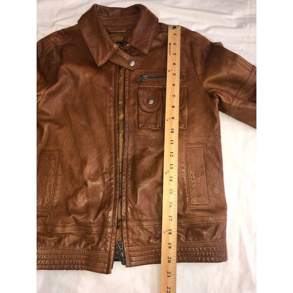 Theory Atara Leather Jacket Size P or XS Brown Moto Trucker Made in Italy Soft - Picture 6 of 14